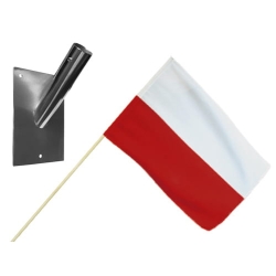 Zestaw Flaga Polska 112x70 cm Kij Uchwyt Drzewiec Flagi Polski