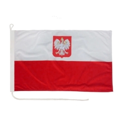 Flaga Polska z Godłem na jacht 65x40 Polski jachtowa bandera Flaga Polska z Godłem na jacht 65x40 Polski jachtowa bandera