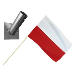 Zestaw Flaga Polska 112x70 cm Kij Uchwyt STAL Flagi Polski